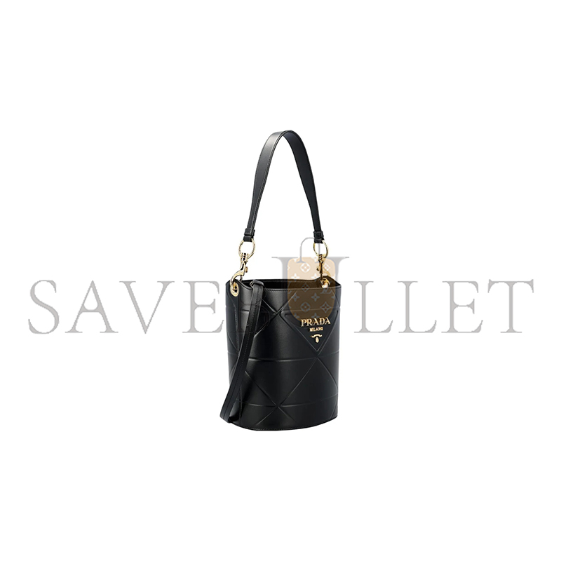 Pra*a leather handbag black in leather 1ba380 (22*20*14cm)